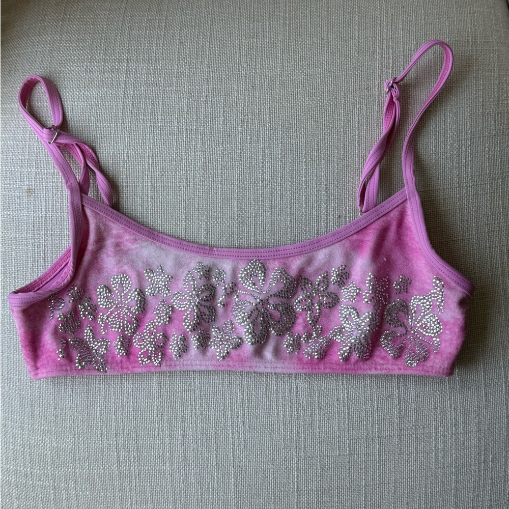 Frankie’s Bikinis Crystal Hibiscus Bikini Top